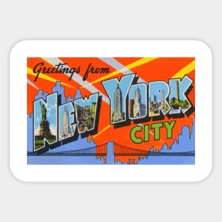 Greetings from New York City - Vintage Large Letter Postcard Sticker